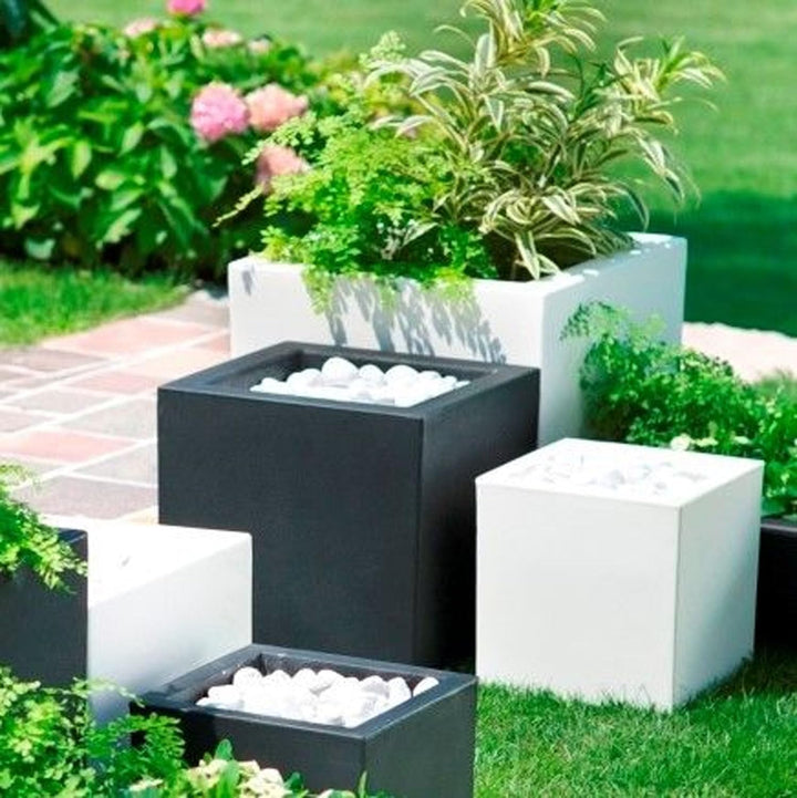 TERAPLAST Blumentopf Schio Cubo 30 cm Made in Italy recyclebar 30 cm Anthrazit, 30 cm Anthrazit