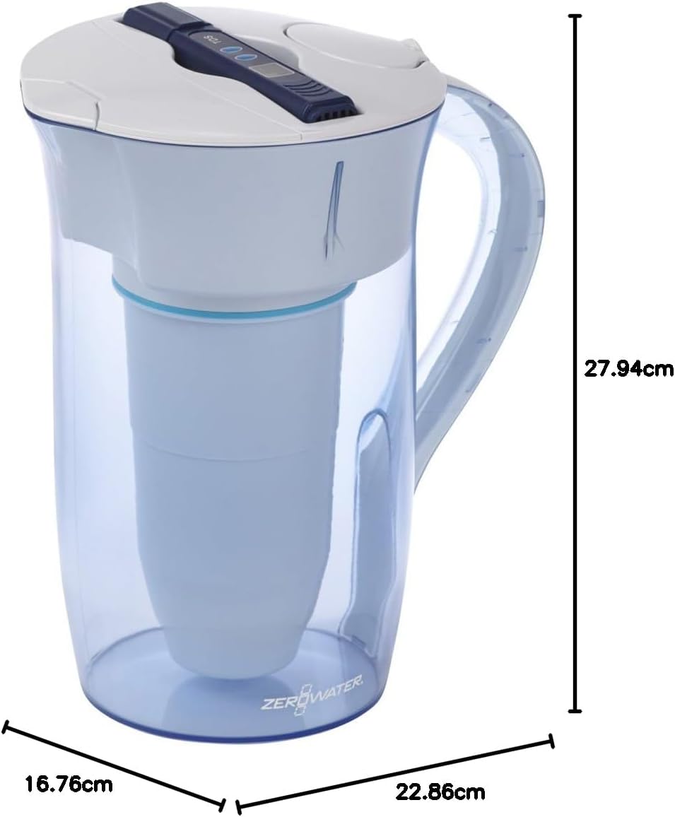 ZeroWater 5-Stufige Filterkanne für Trinkwasser mit 2,4 L - NSF-Zertifizierte Wasserfilter Kanne, um