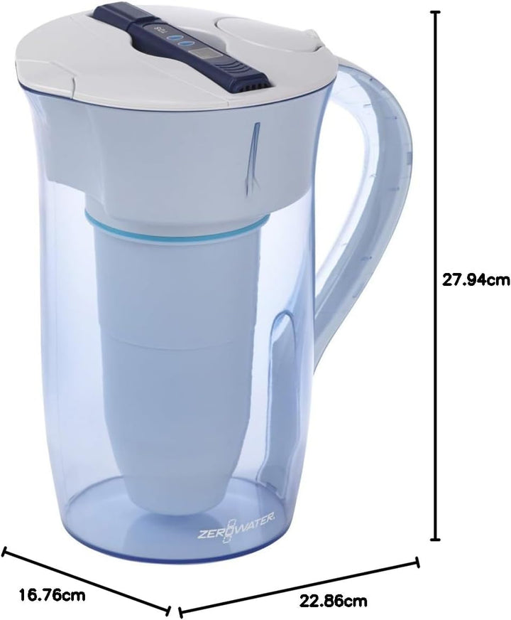 ZeroWater 5-Stufige Filterkanne für Trinkwasser mit 2,4 L - NSF-Zertifizierte Wasserfilter Kanne, um