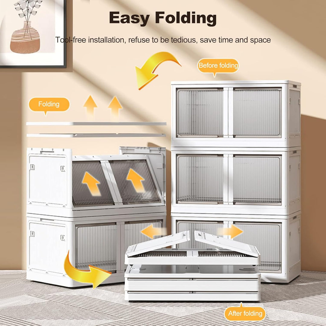 Ergocar Faltbare Aufbewahrungsbox, Stapelbare Kunststoff Aufbewahrungsbox mit Rollen, Fünfseitige Öf