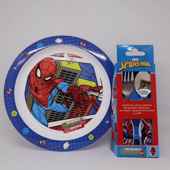 Kindergeschirr set Spiderman, kinderbesteck Edelstahl, Wiederverwendbares geschirr Set, Kinder Essge