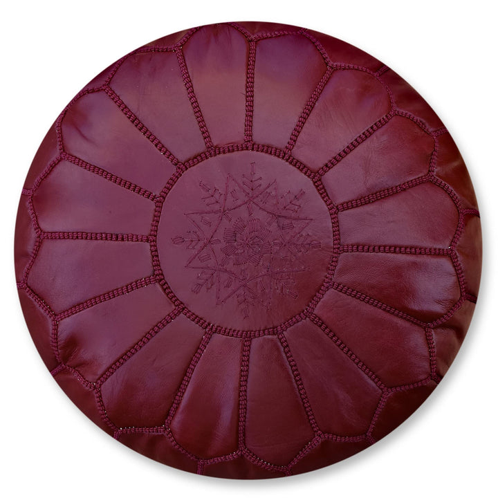 Poufs&Pillows Marokkanischer Echtleder Pouf - Handgefertigt - Gefüllt Geliefert - Ottoman, Sitzsack,