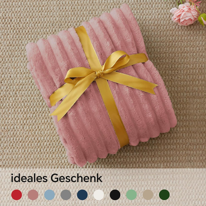 BEDELITE Fleece-Überwurfdecke für Couch, Weiche und Warme, Flauschige Staubiges Rosa Decke, Dekorati