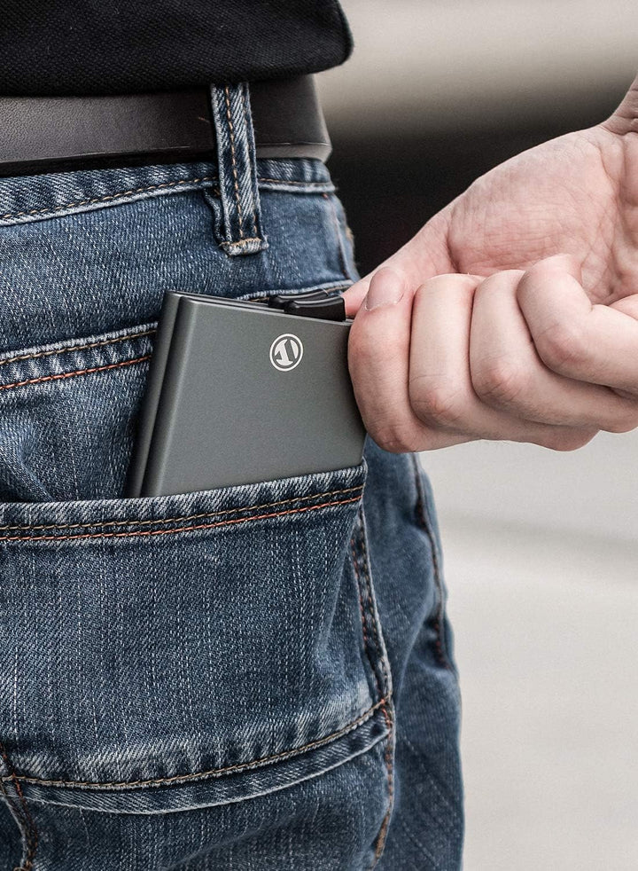 VULKIT Kartenetui Metall mit RFID NFC Schutz Karten Geldbörse Herren Geldbeutel Doppelt Karten Etui