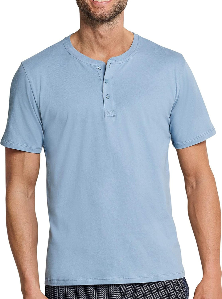 Schiesser Herren Schlafanzugoberteil T-Shirt Knopfleiste - 163831 54 Gelb_163831, 54 Gelb_163831