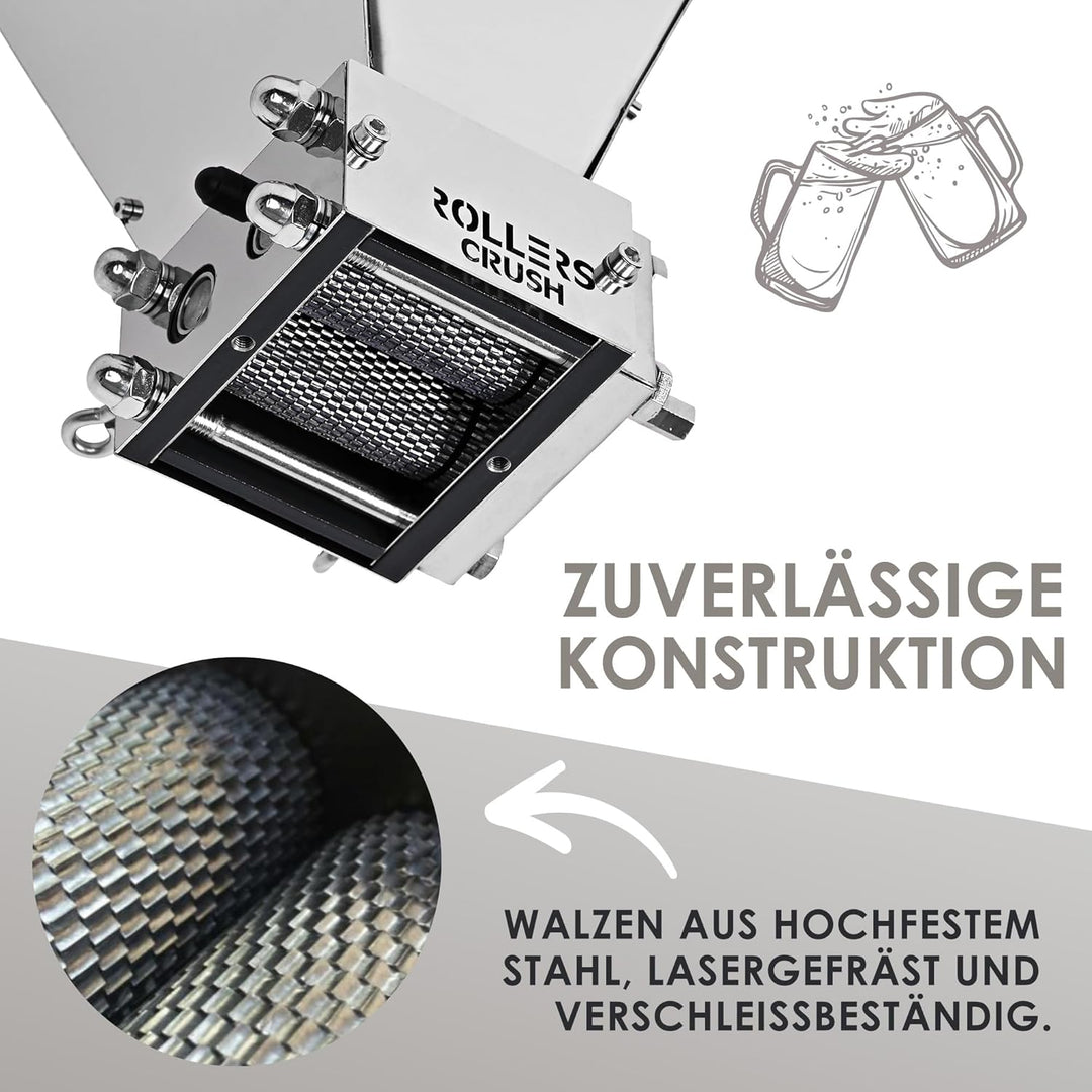 Walzenmühle für Malz - Getreidemühle, Malzmühle, Schrotmühle, Malt Mill, Haferquetsche - Bierbrauen