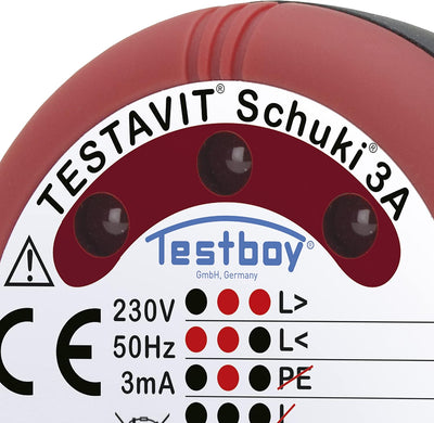 Testavit Schuki 3A Steckdosenprüfgerät (Glimmlampen Anzeige, 230 V, Schutzart IP 40, sichere Überprü