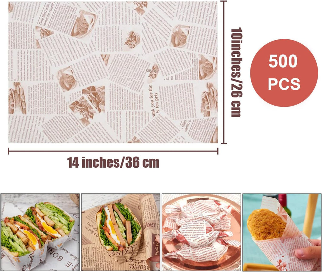 La Llareta Brotpapier 500 Blatt, 26 * 36cm Käsepapier, Wasserdicht und Öl, Nicht Klebrig, Wachspapie