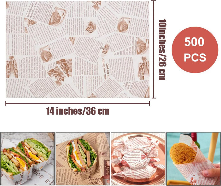 La Llareta Brotpapier 500 Blatt, 26 * 36cm Käsepapier, Wasserdicht und Öl, Nicht Klebrig, Wachspapie