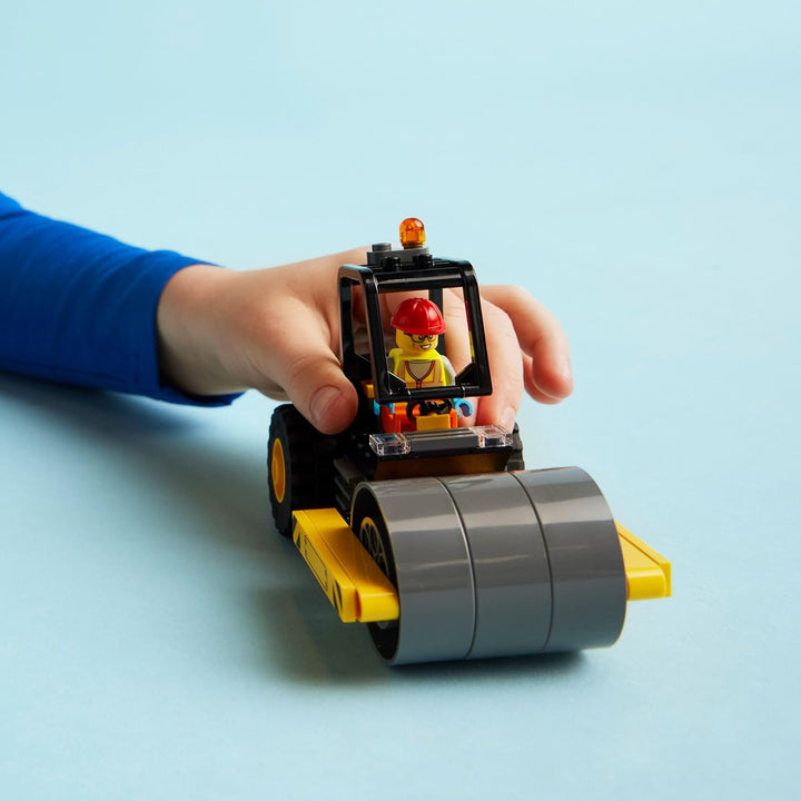 LEGO City Strassenwalze, Baustellenfahrzeug für Kinder ab 5 Jahren, Dampfwalze-Spielzeug mit Bauarbe