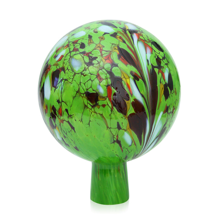 Lauschaer Glas Gartenkugel Rosenkugel aus Glas mit Granulat grün h 19cm,d 15cm mundgeblasen handgefo
