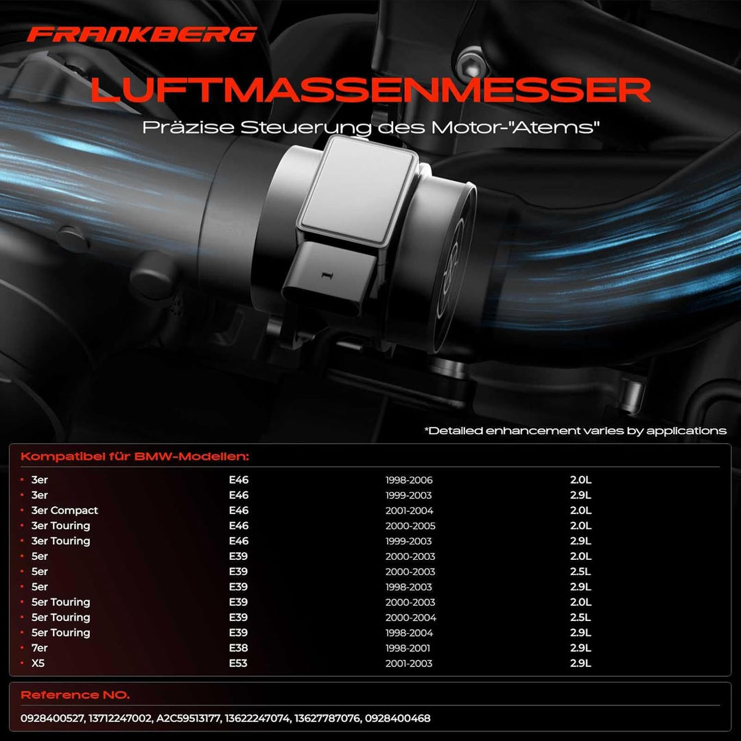 Frankberg 1x Luftmassenmesser Kompatibel mit 3er/3er Compact Touring E46 5er/5er Touring E39 7er E38