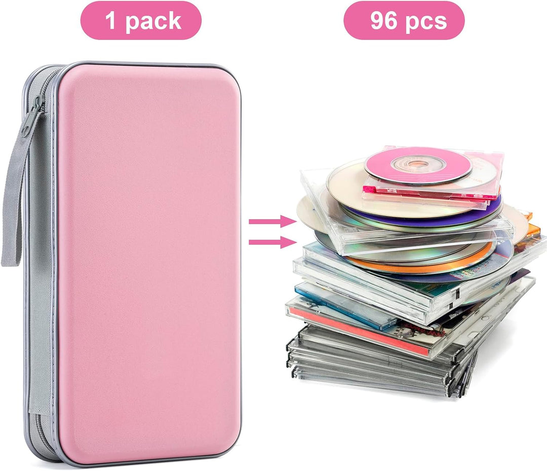 DVD-Tasche,96 Kapazität CD-Hülle Halter Lagerung Veranstalter Hartplastik Schutz Disc-Geldbörse für
