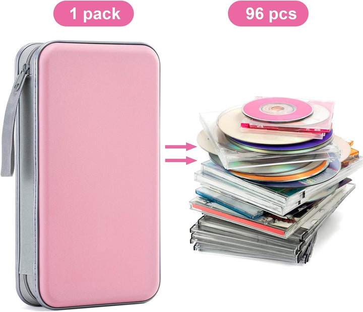 DVD-Tasche,96 Kapazität CD-Hülle Halter Lagerung Veranstalter Hartplastik Schutz Disc-Geldbörse für