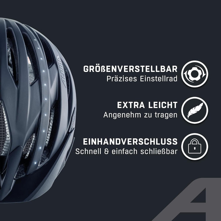 ALPINA HAGA LED - Stossabsorbierender, Beleuchteter & Optimal Anpassbarer Fahrradhelm Mit Integriert