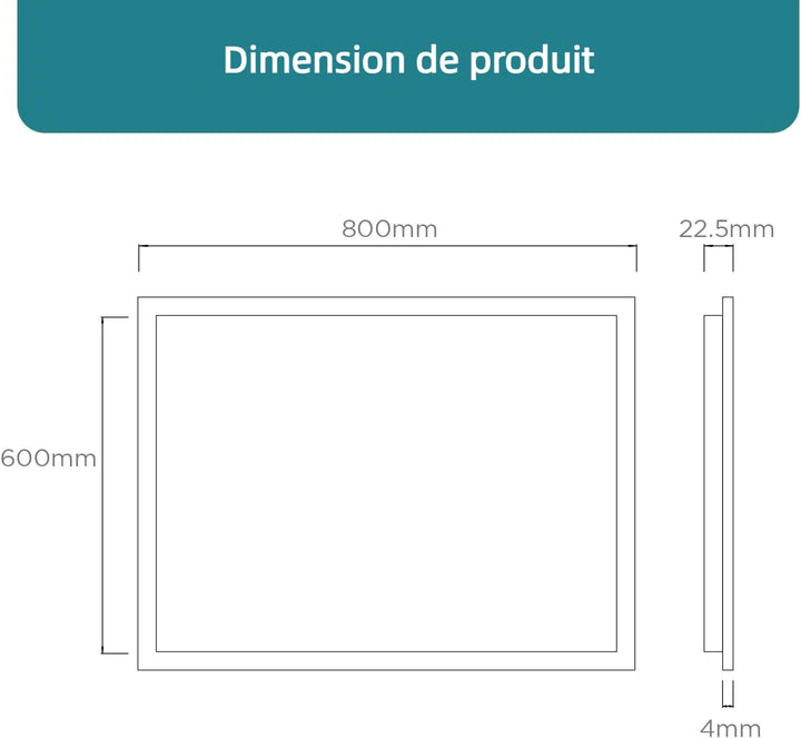 YOURLITE Badspiegel mit Beleuchtung 80x60 cm,LED Badezimmerspiegel mit Uhr Weiss - 80x60, Weiss - 80