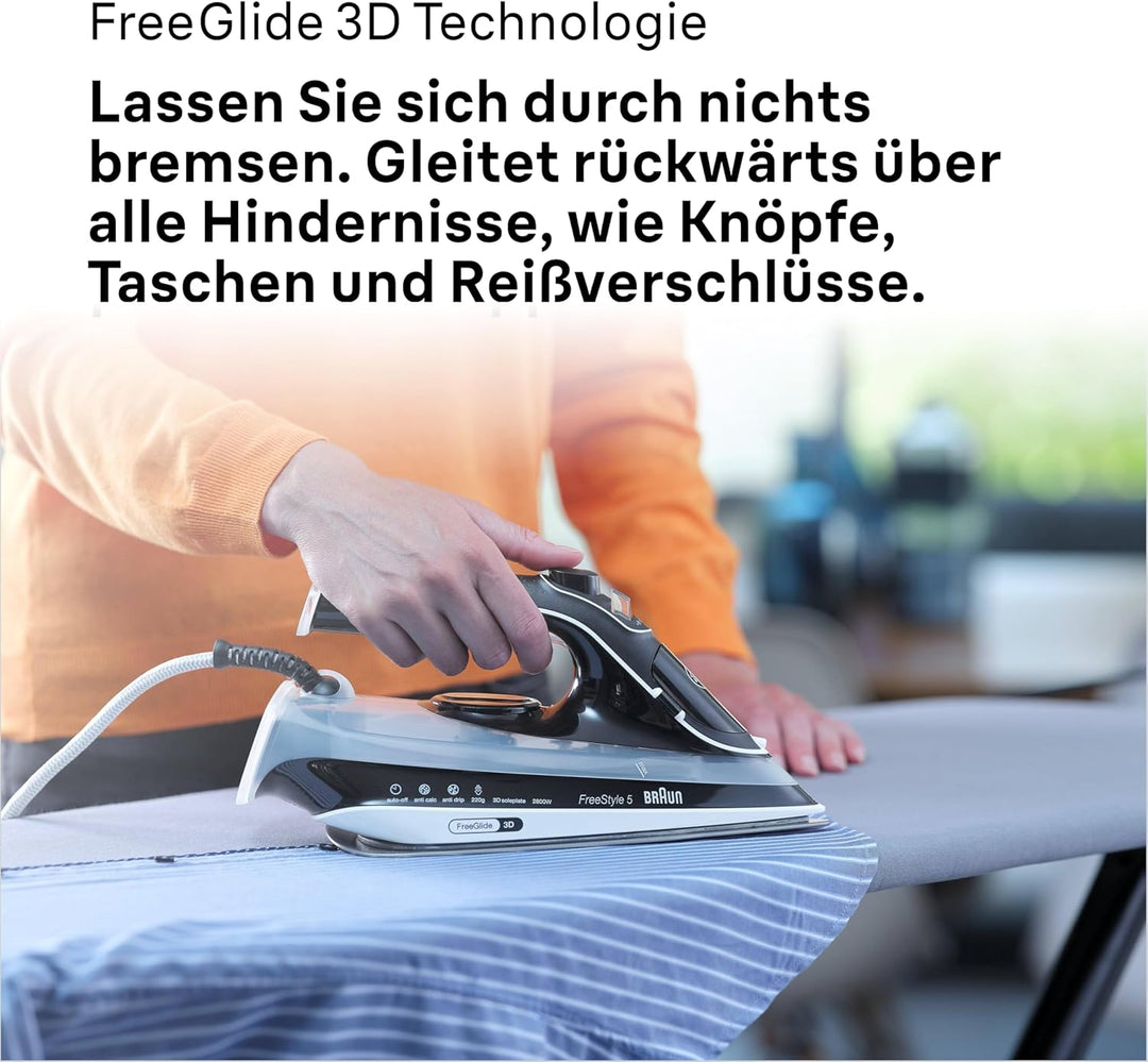 Braun Household TexStyle 5 Dampfbügeleisen SI 5188 BK – Bügeleisen mit FreeGlide 3D Bügelsohle, Vert