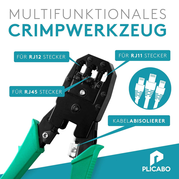 PLICABO | 17 in 1 Profi Netzwerk Werkzeug Set, AUCH GESCHIRMT, Netzwerktester Tool Set, LSA Auflegew