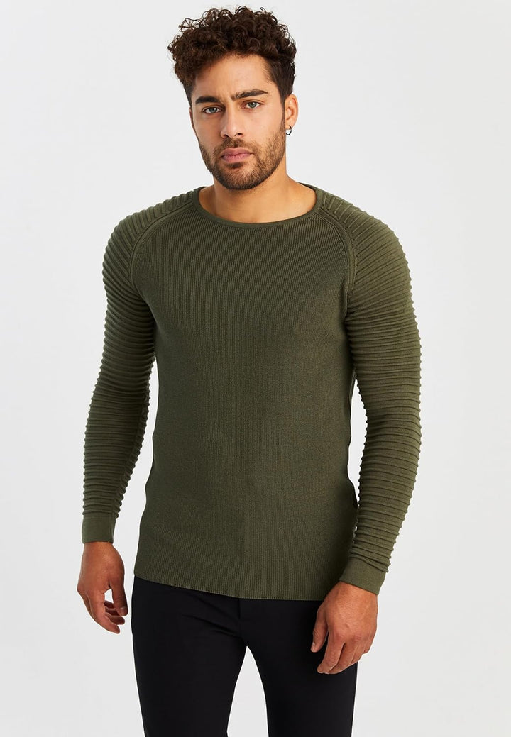 LEIF NELSON Herren Strickpullover Basic Rundhals Crew Neck Sweatshirt Langarm Sweater Feinstrick LN2