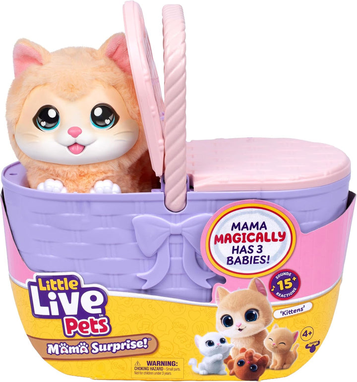Little Live Pets Mama Surprise Kittens, interaktive Mama mit über 15 Geräuschen und Reaktionen, 3 Üb