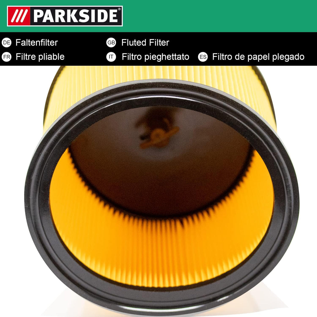 Original Parkside Faltenfilter mit Bajonett Deckel für Nass Trocken Sauger PNTS 1300 C3 IAN 102791,
