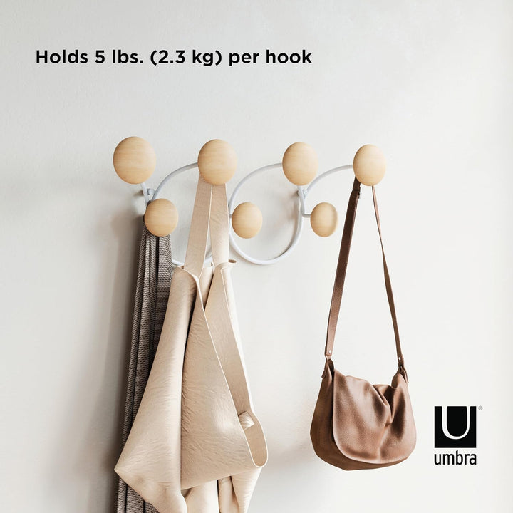 Umbra Dotsy Wandgarderobe, dekorative Garderobenleiste mit 7 Haken für Jacken, Schals, Taschen, Ruck