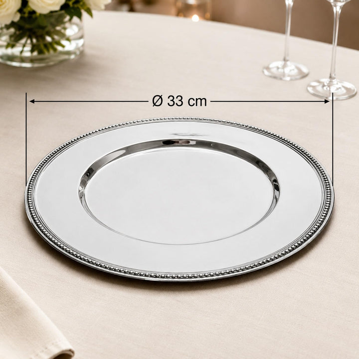 APS 36323 Platzteller - hochglanzpolierter Dekoteller, Ø 33 cm Durchmesser, Platzset mit Perlrand, U