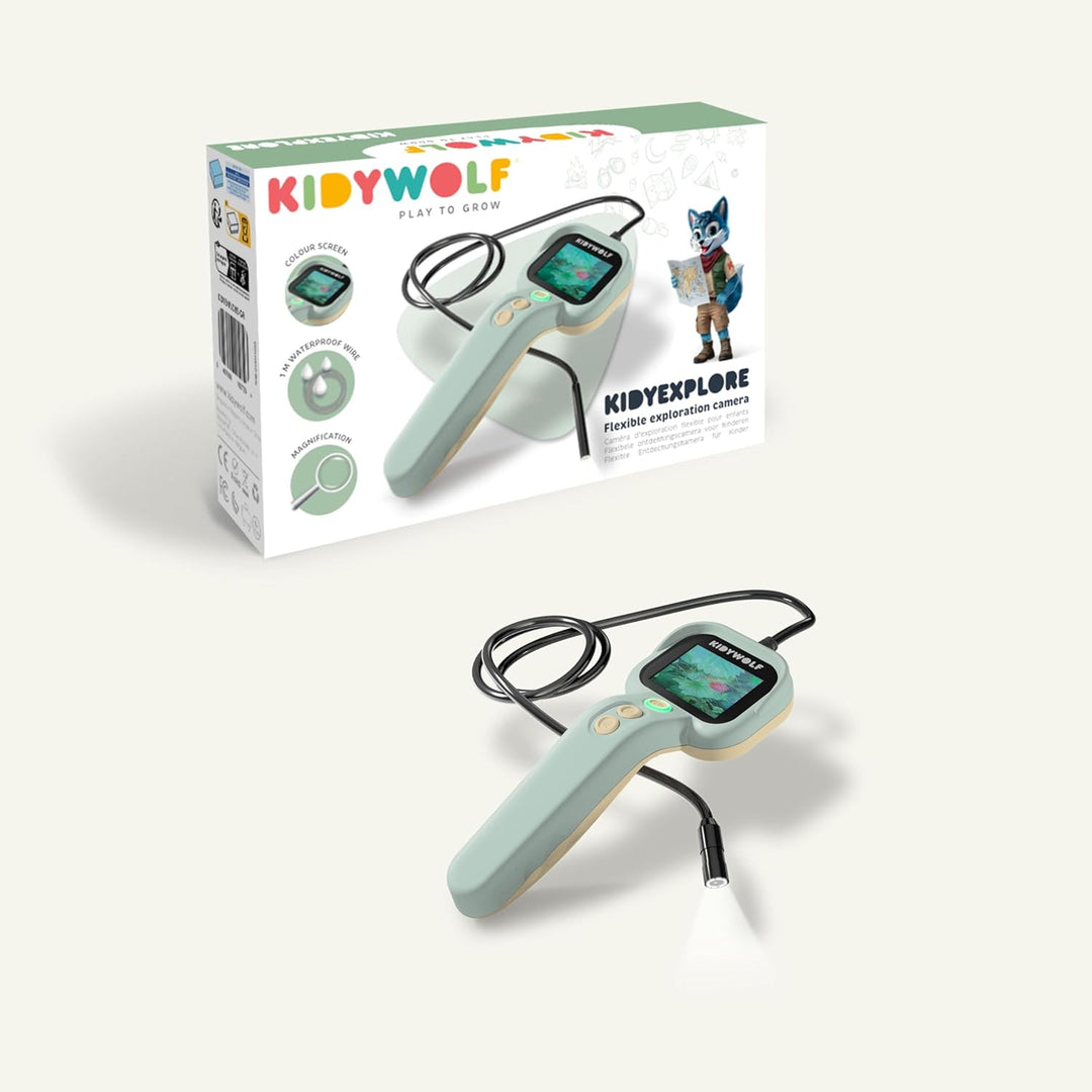 KIDYWOLF - KIDYEXPLORE - Biegsame Kamera für Kinder - Endoskop Kamera mit Farbdisplay & 4-Fach Zoom