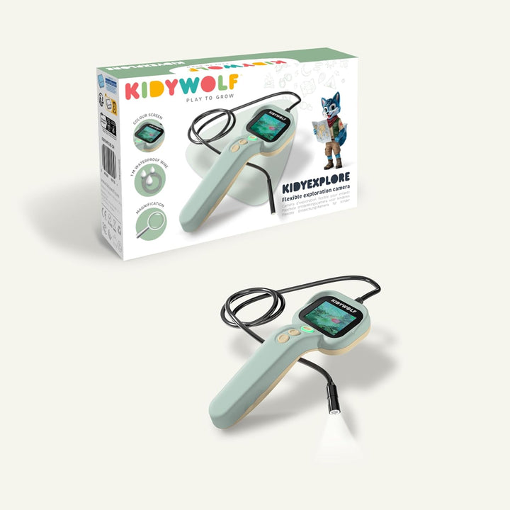 KIDYWOLF - KIDYEXPLORE - Biegsame Kamera für Kinder - Endoskop Kamera mit Farbdisplay & 4-Fach Zoom