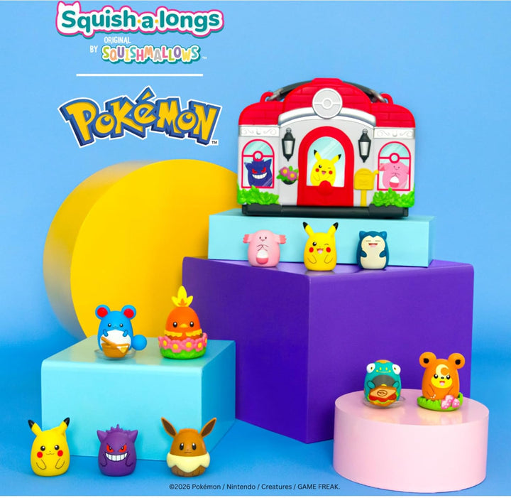 Squish-a-longs SQAL0071 - Pokémon Center Spielset - Sammeln, Tauschen, Spielen