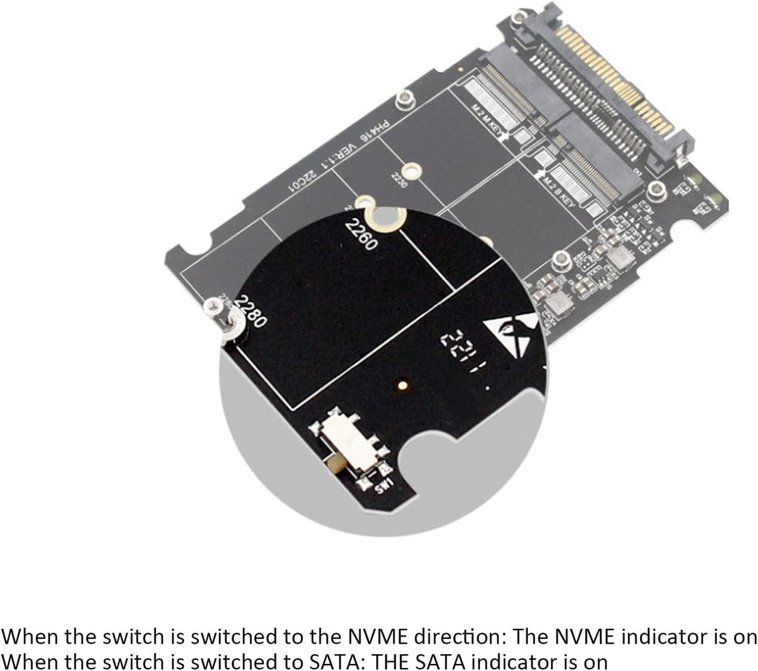 PUSOKEI NGFF M Key zu M.2 NVME SSD-Gehäuse, Tragbarer Gehäuseadapter Externes Festplattengehäuse PCI