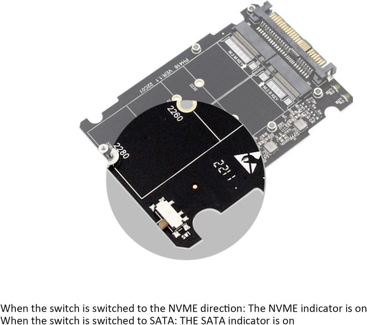 PUSOKEI NGFF M Key zu M.2 NVME SSD-Gehäuse, Tragbarer Gehäuseadapter Externes Festplattengehäuse PCI