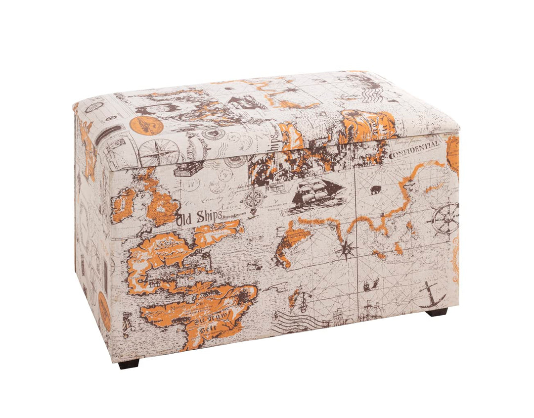 HAKU Möbel Sitztruhe, MDF, Motiv, B 65 x T 40 x H 42 cm Voyage 65 x 40 x H 42 cm Motiv, Voyage 65 x