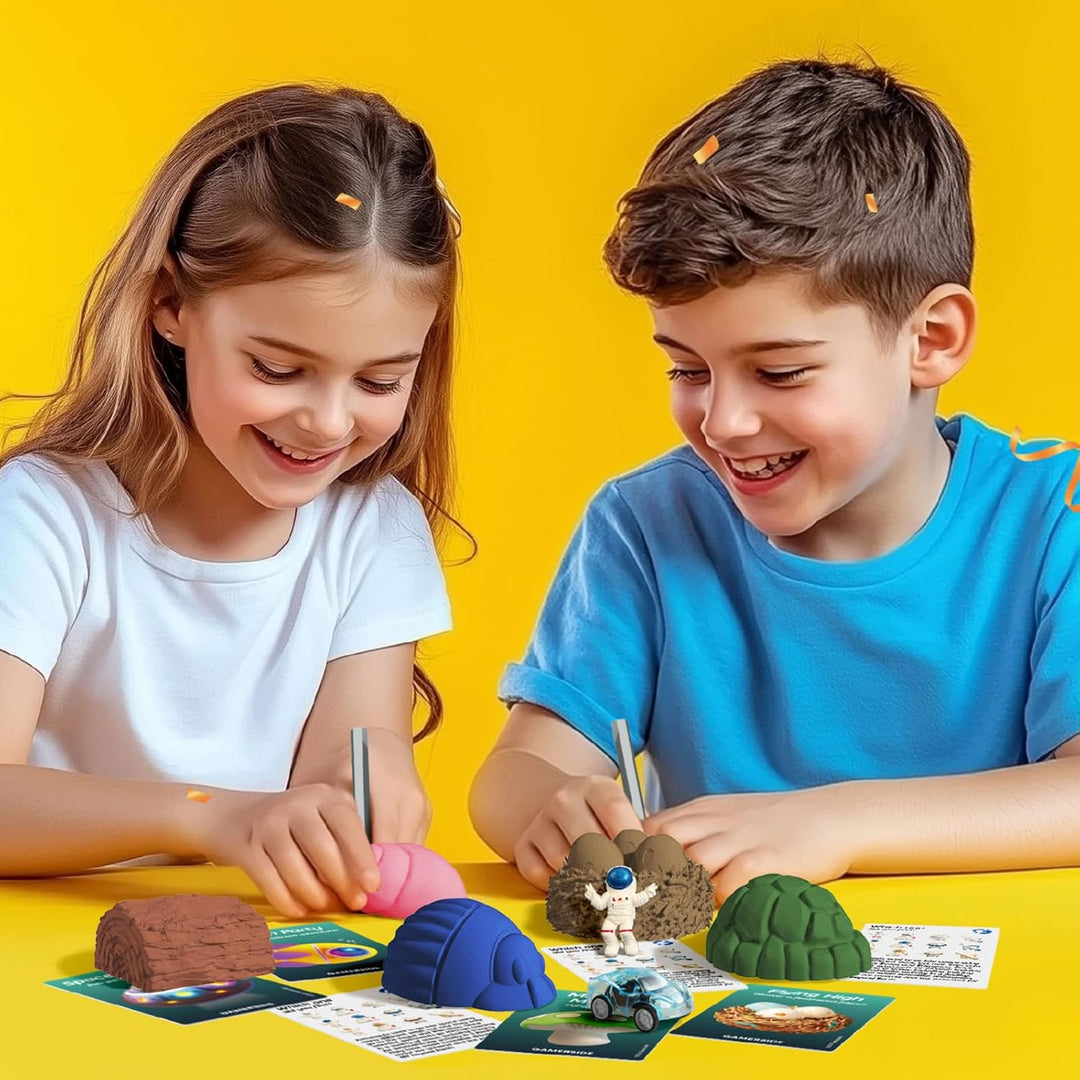 Byncceh 12-in-1 Ausgrabungsset für Kinder ab 6-12 – Gross Schatzkiste mit 12 Blöcken & Lernkarten –