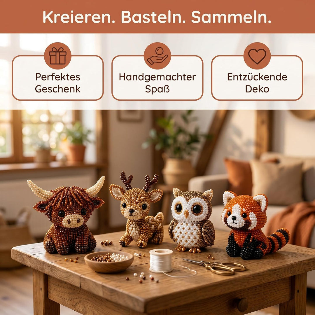 Copbopwn Perlentiere Bastelset | Wald | 3D Tiere | DIY Set Erwachsene | Basteln Erwachsene: Kreativ,