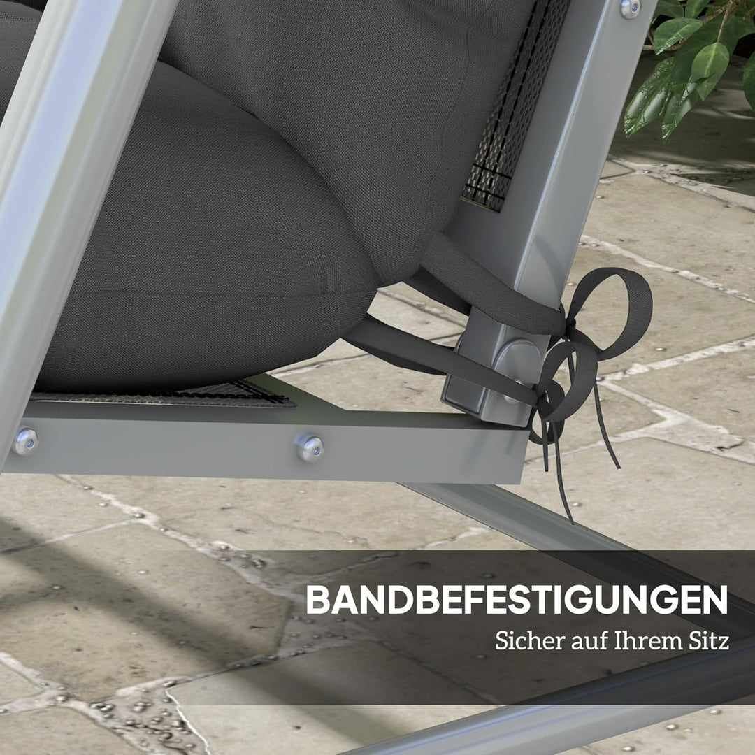 Outsunny 4er-Set Sitzkissen, 150x50 cm wasserabweisend Stuhlkissen mit Bindebänder, Geknüpftem Desig