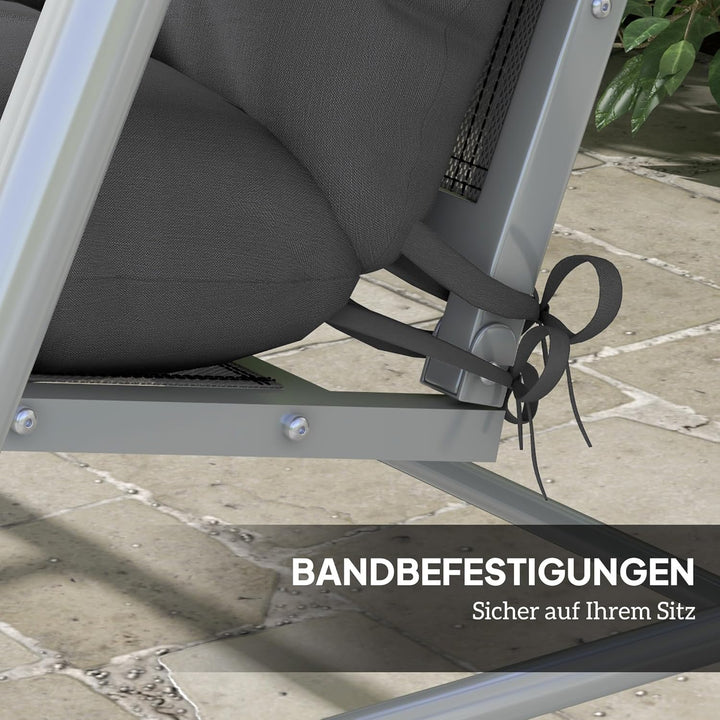 Outsunny 4er-Set Sitzkissen, 150x50 cm wasserabweisend Stuhlkissen mit Bindebänder, Geknüpftem Desig