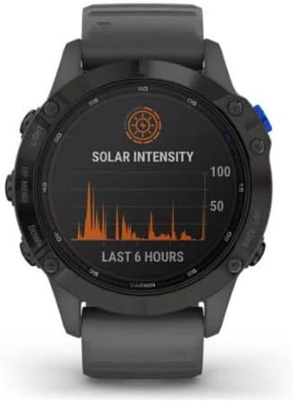 Garmin Fenix 6 Pro Solar Multisport GPS-Uhr mit Solarladefunktionen, erweiterte Trainingsfunktionen
