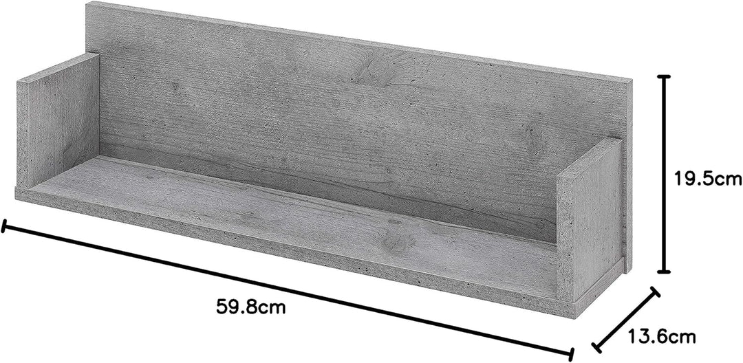 Schildmeyer Bello Regal 137002, Holzwerkstoff, steingrau, 59,8/13,6/19,5 cm (B/T/H)