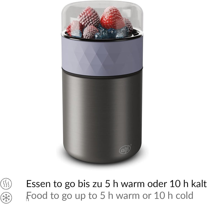 alfi ENDLESS FOOD MUG 500ml, lavender, Thermobehälter für Essen Edelstahl mit Snackpot, 3-teilig, Is