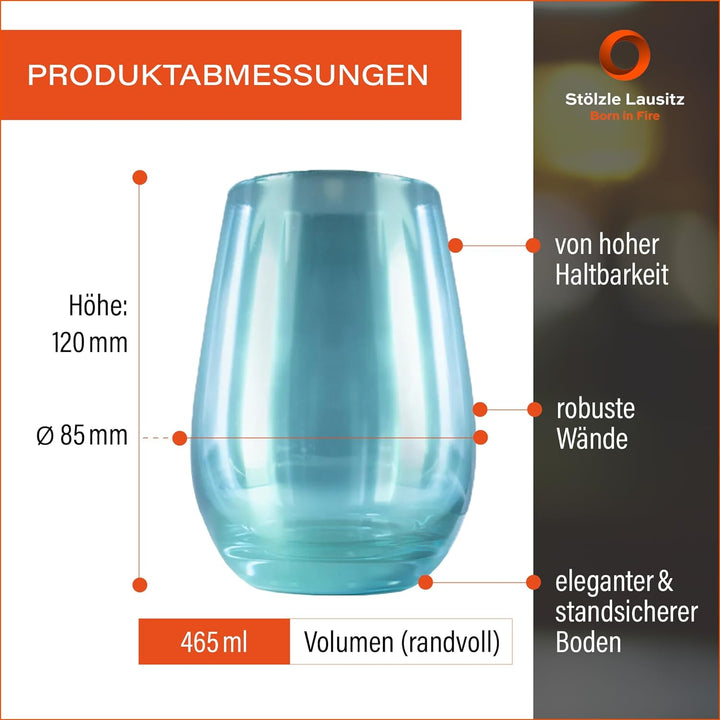 Stölzle Lausitz Longdrinkbecher Mirror Türkis / 6er Set Trinkgläser/Cocktailgläser/hochwertiges Long