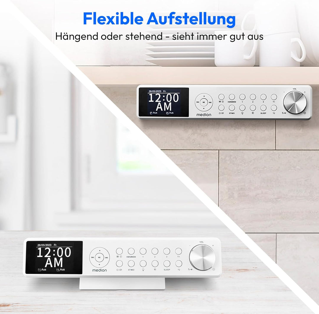 MEDION P66750 Küchen Unterbauradio (DAB+ Küchenradio, PLL UKW Radio, dimmbares TFT Farbdisplay, Koch