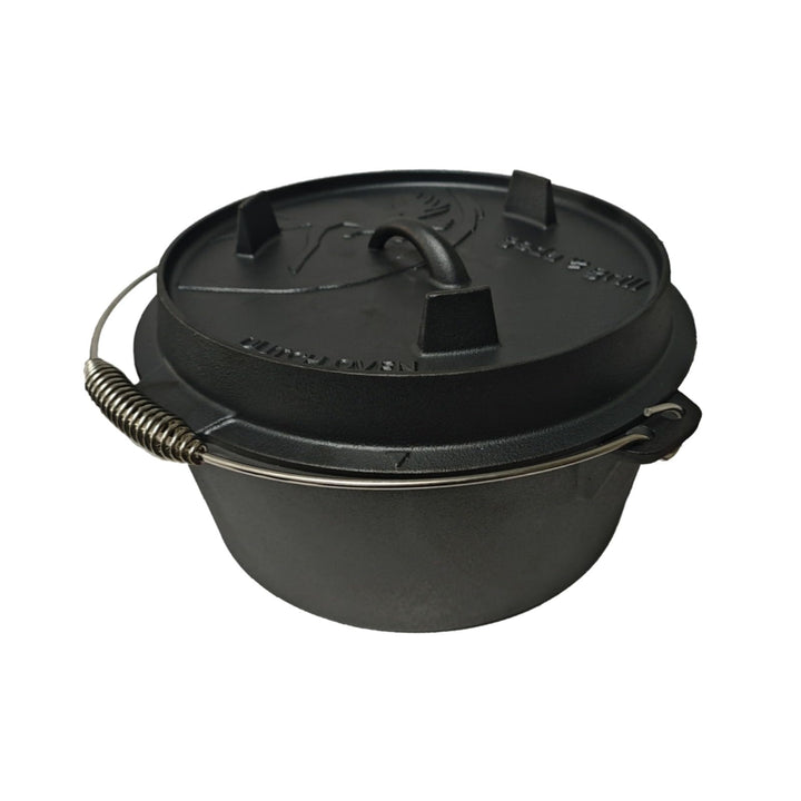 GEDA Grill Dutch Oven 9L ohne Füsse, Gusseisentopf Feuertopf aus Gusseisen, pre-seasoned Schmortopf