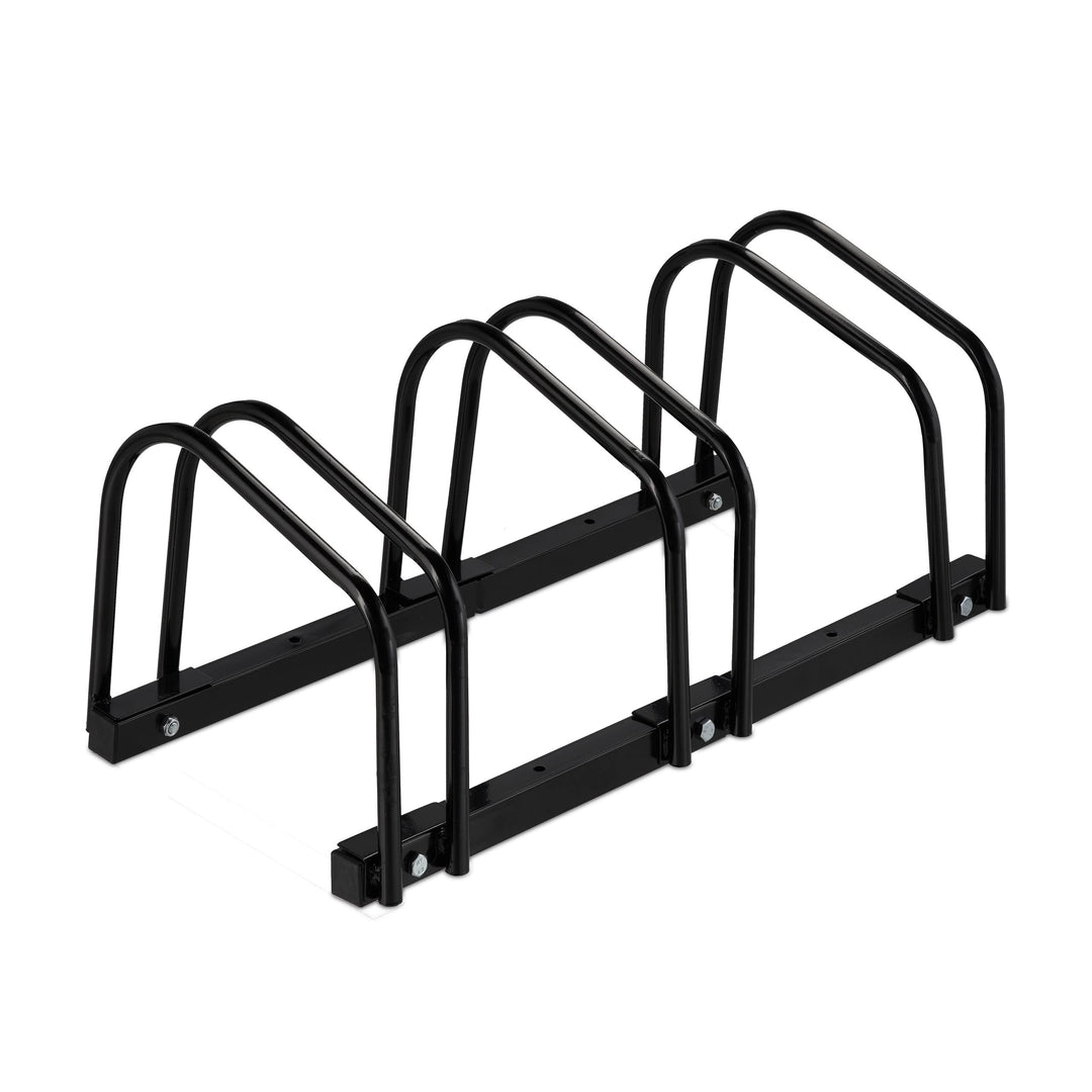 Relaxdays Fahrradständer, für 3 Fahrräder, aus Metall, mit Montagematerial für Boden, HxBxT: 27 x 67