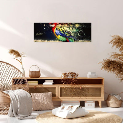 Panorama Bilder auf Leinwand Papagei Vogel Feder Leinwandbild 90x30cm Wandbilder Dekoration Wohnzimm