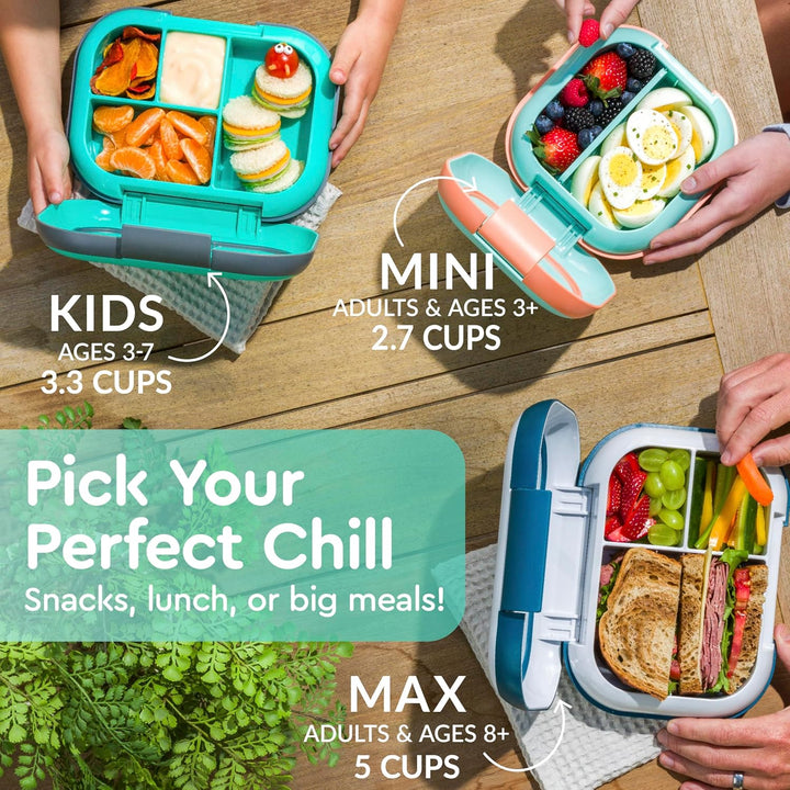 Bentgo® Kids Chill Lunchbox – Bento-Style Lunch-Lösung mit 4 Fächern und herausnehmbarem Eisbeutel f