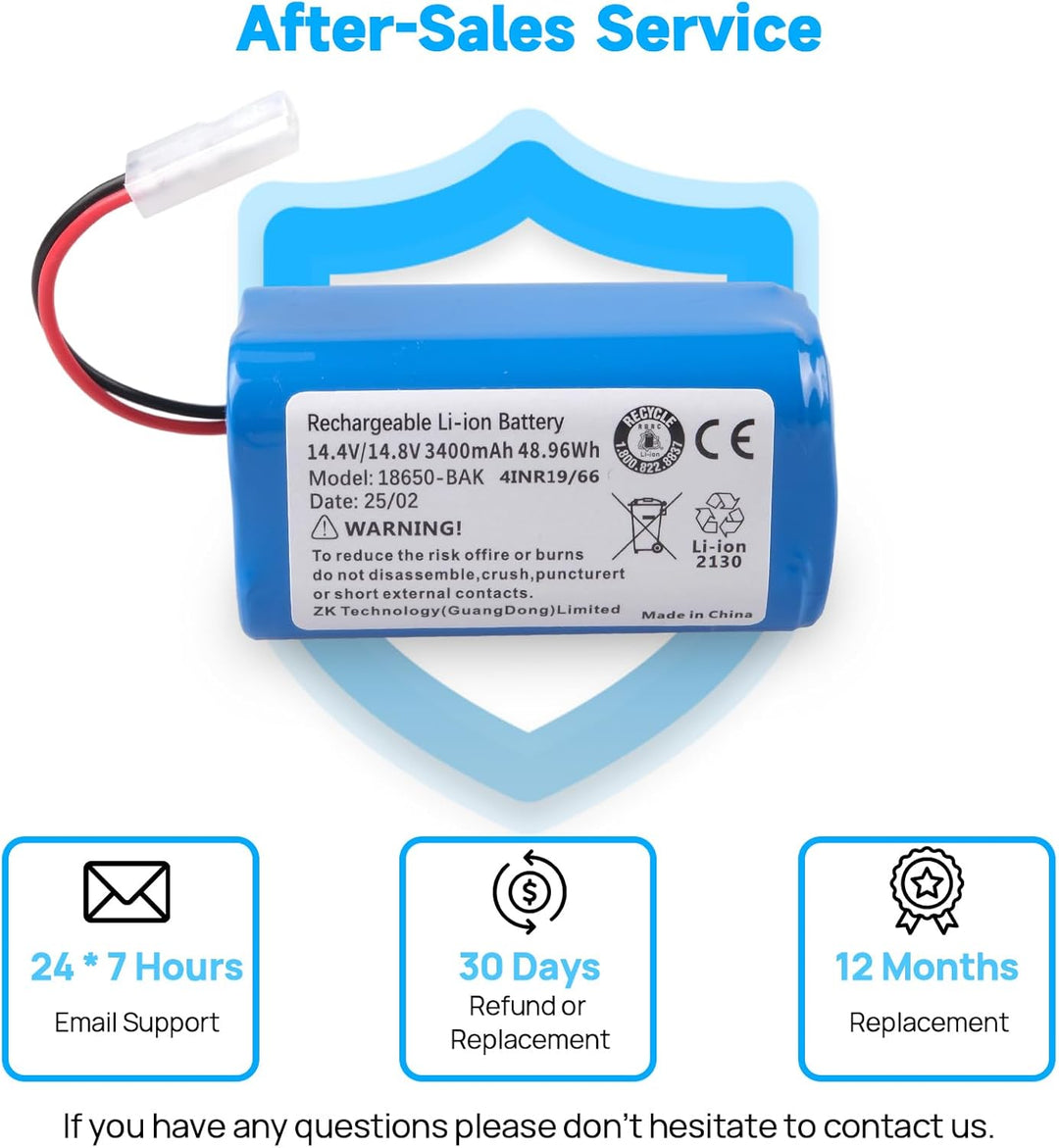 3400mAh Akku Kompatibel mit Xiaomi Mi G1, MJSTG1, H18650CH-4S1P, Robot Vacuum E12, Rowenta RS-RT9008