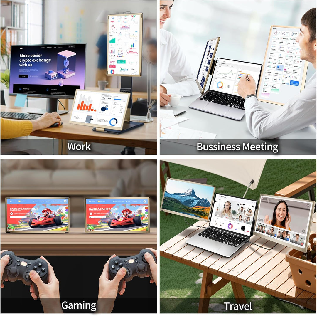 Laptop Screen Extender, Laptop Monitor Erweiterung, Triple Monitor, HDMI/USB-A/Type-C Plug & Play Sc