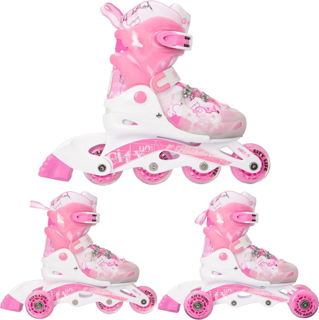 Raven 3in1 Verstellbare Kinder Inline Skates Princess - Inliner Triskates - Rollschuhe Kugellager Ab