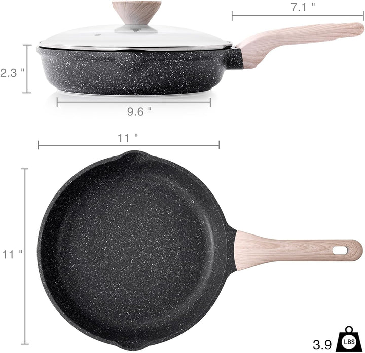 Kordisen Antihaft Bratpfanne mit Deckel, 28 cm Granit Beschichtung Pfanne Induktion, Gesund und Ungi